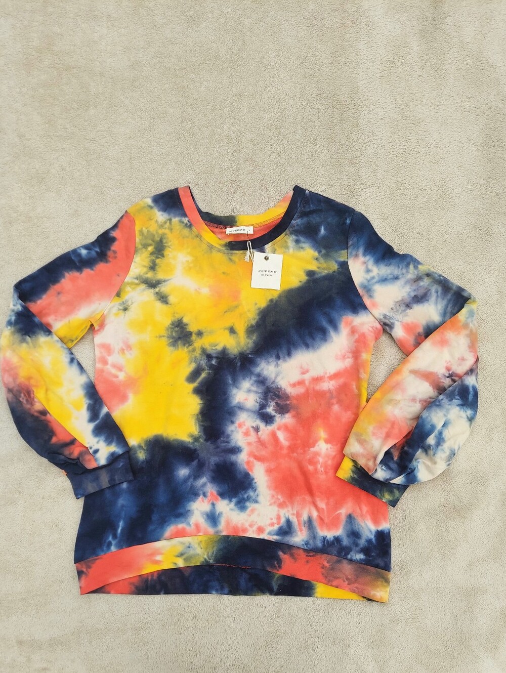 AndTheWhy 100% Cotton Colorful Tie-Dye Crew Sweatshirt Womens Size Small NWT Y2K